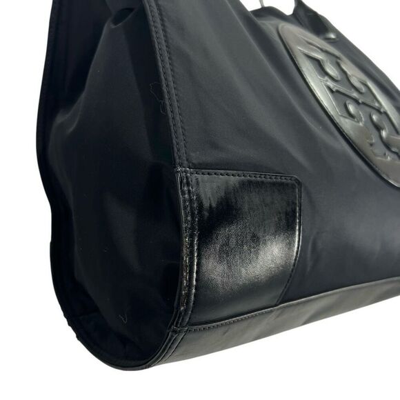 Tory Burch Ella Nylon & Patent Leather Trim Tote Bag Large Size !! Black Handbag - Picture 6 of 12